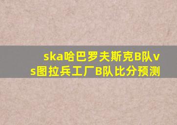 ska哈巴罗夫斯克B队vs图拉兵工厂B队比分预测